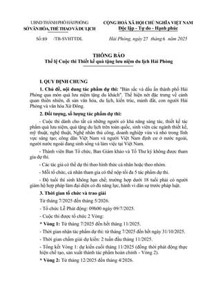 Thông báo thể lệ Cuộc thi Thiết kế quà tặng lưu niệm du lịch Hải Phòng