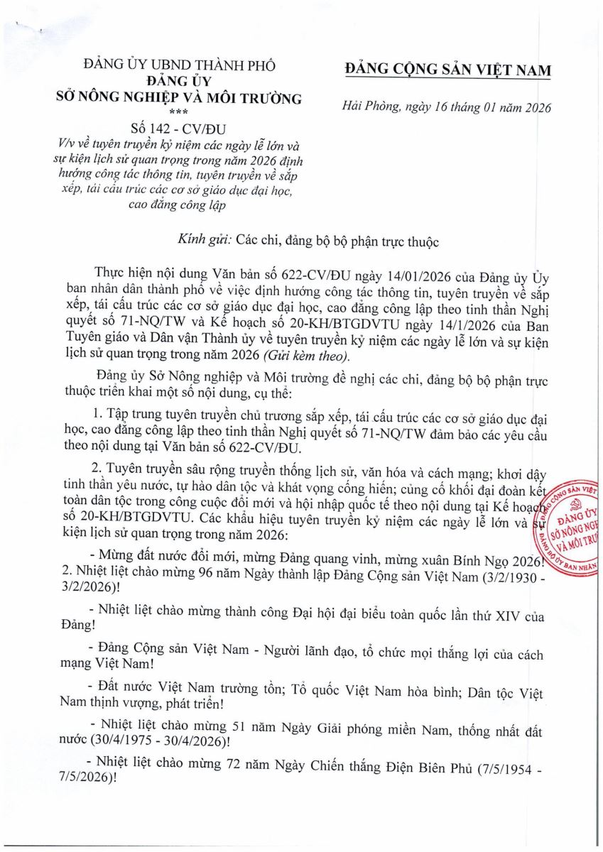 Tuyên truyền kỷ niệm các ngày lễ lớn và sự kiện lịch sử quan trọng trong năm 2026 định hướng công tác thông tin, tuyên truyền về sắp xếp, tái cấu trúc các cơ sở giáo dục đại học, cao  đẳng, công lập